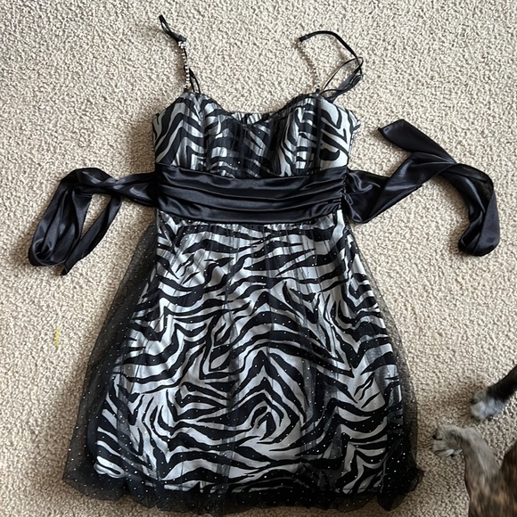 Speechless Dresses 200s Zebra Print Mini Dress With Glitter